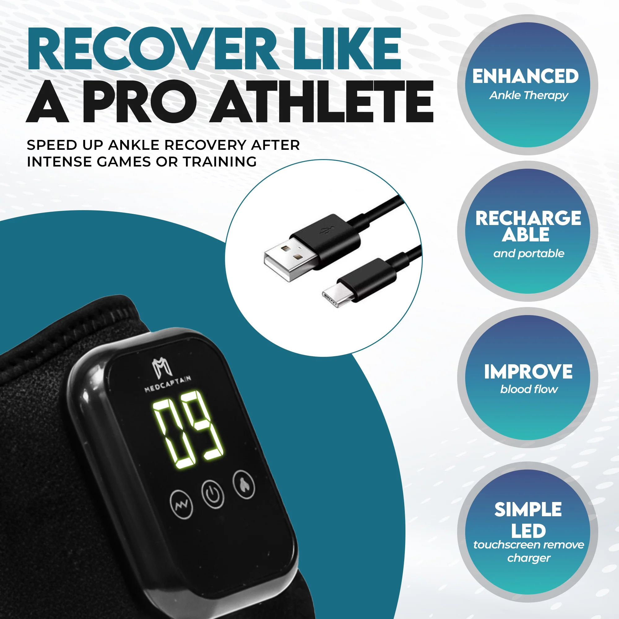 MediCaptain AnkleRecovery Pro - Massager and Heat Brace - Image 7