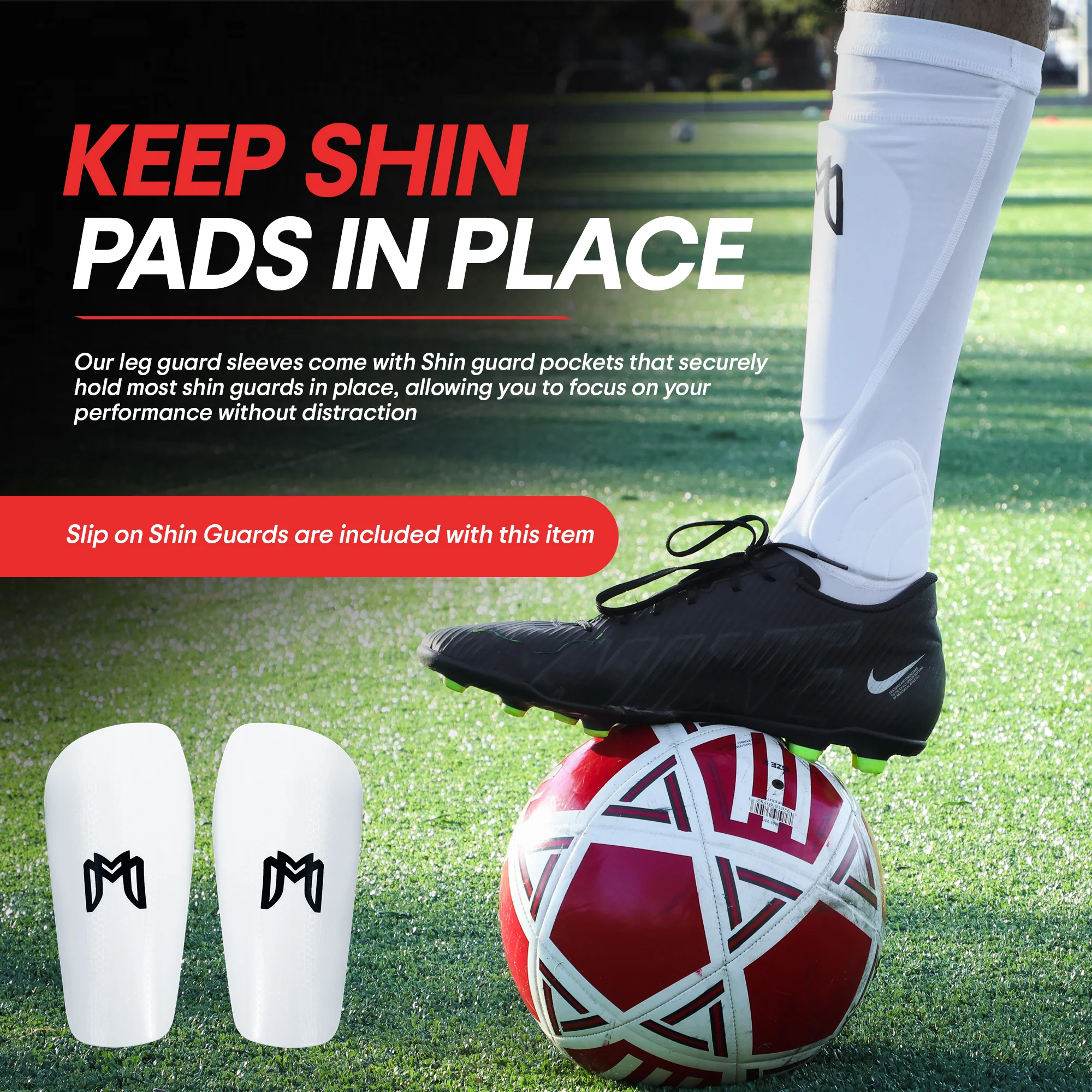 Soccer Shin Guard Sleeves with Padded Protection - Image 17