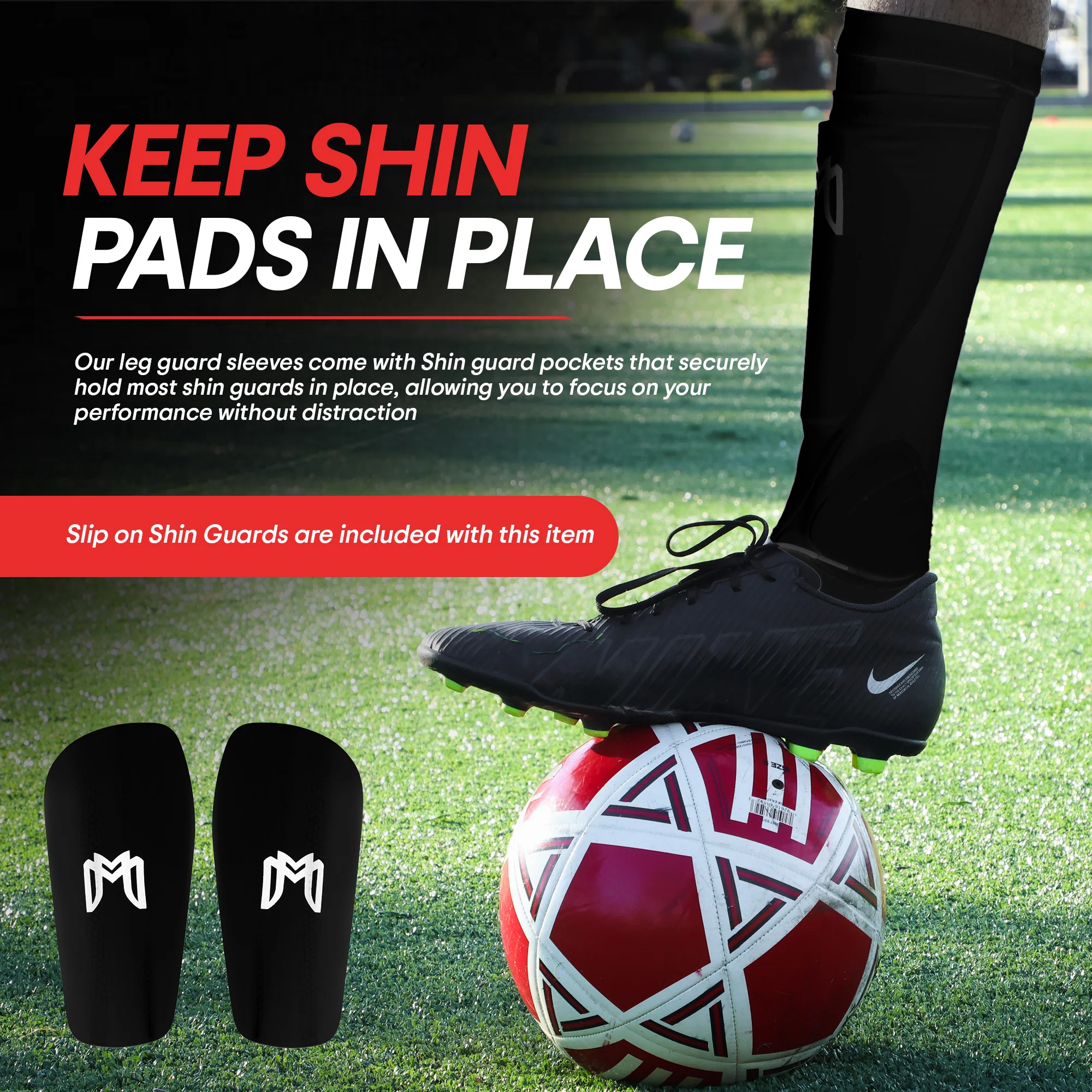 Soccer Shin Guard Sleeves with Padded Protection - Image 4